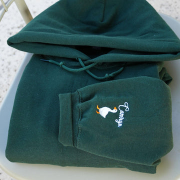 Custom Embroidered Initial Heart Hoodie On Sleeve, Personalized Initials Embroidery Sweatshirts, Matching Couples Outfit, Anniversary Gifts