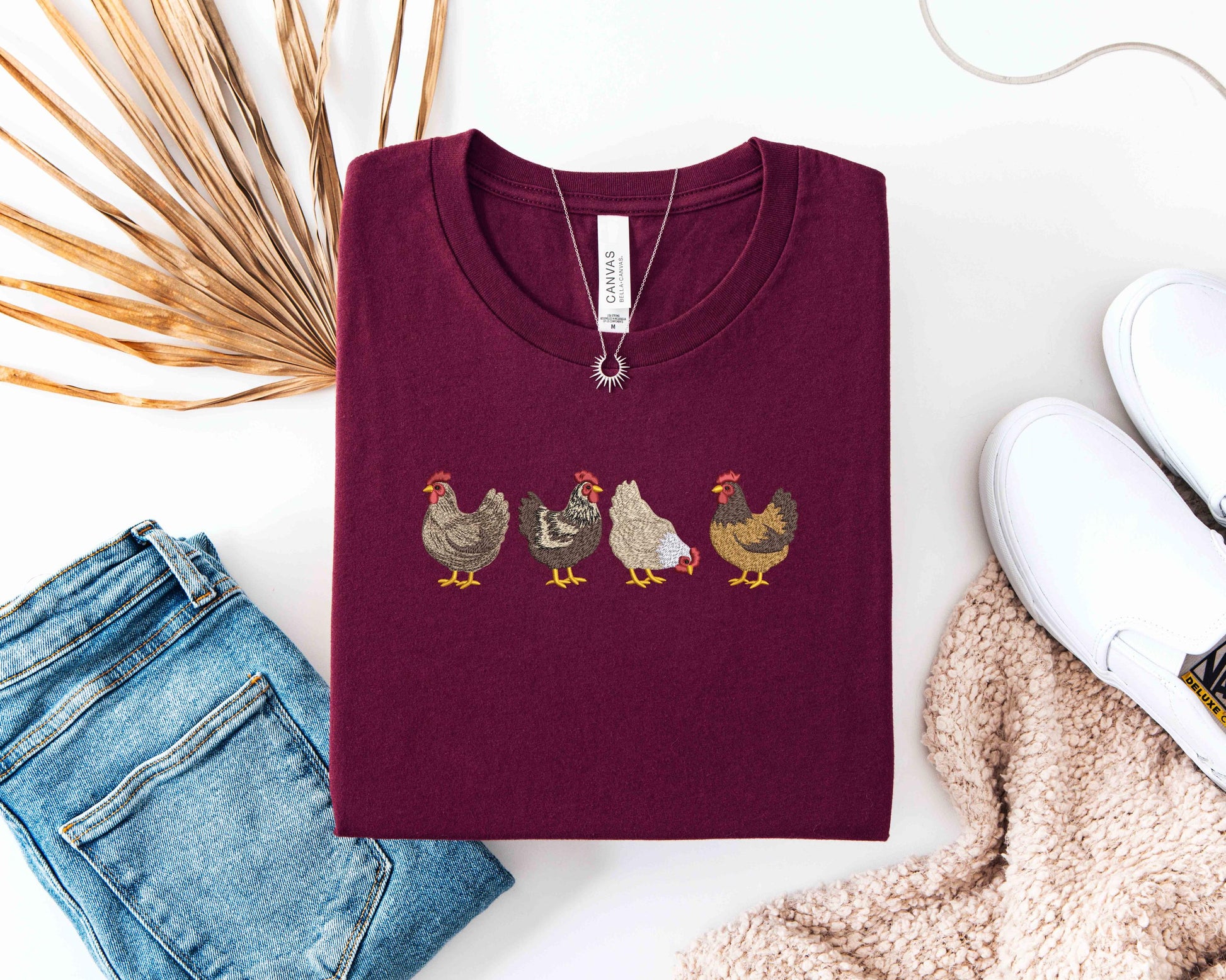 Embroidered Chicken Shirt, Farm Animal Sweatshirt, Cute Hen Graphic T-Shirt, Country Farmhouse Tee, Gift for Chicken Lovers, Farmer Gift