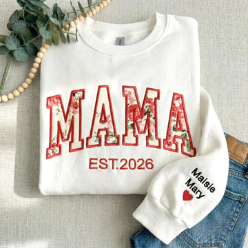 Custom Embroidered mama Sweatshirt, MAMA Floral Applique Sweatshirt, Grandma Sweater, Gift For New Mama, Mother's Day Gift,Mom Gift