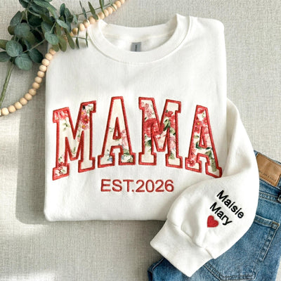 Custom Embroidered mama Sweatshirt, MAMA Floral Applique Sweatshirt, Grandma Sweater, Gift For New Mama, Mother's Day Gift,Mom Gift