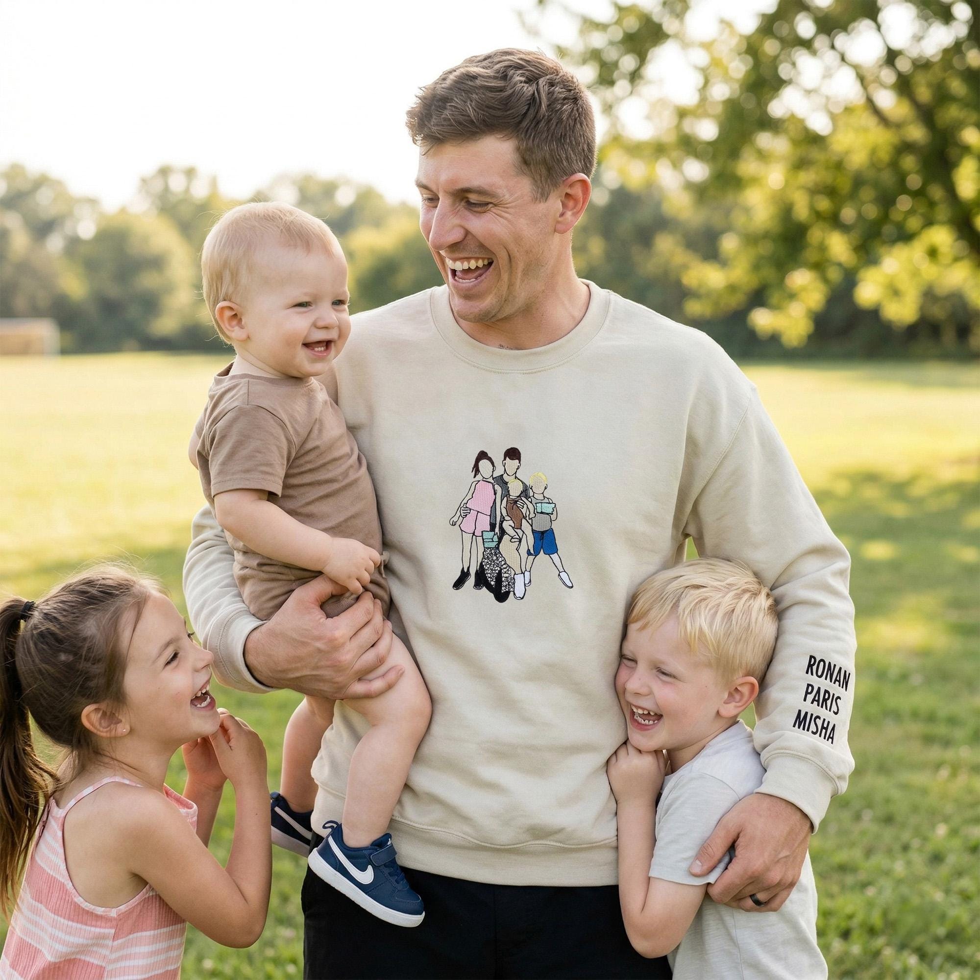 Family Reunion - Custom Embroidered Portrait Sweatshirt From Photo - Personalized Dad Shirt - Family Portrait Shirt - Christmas Gifts