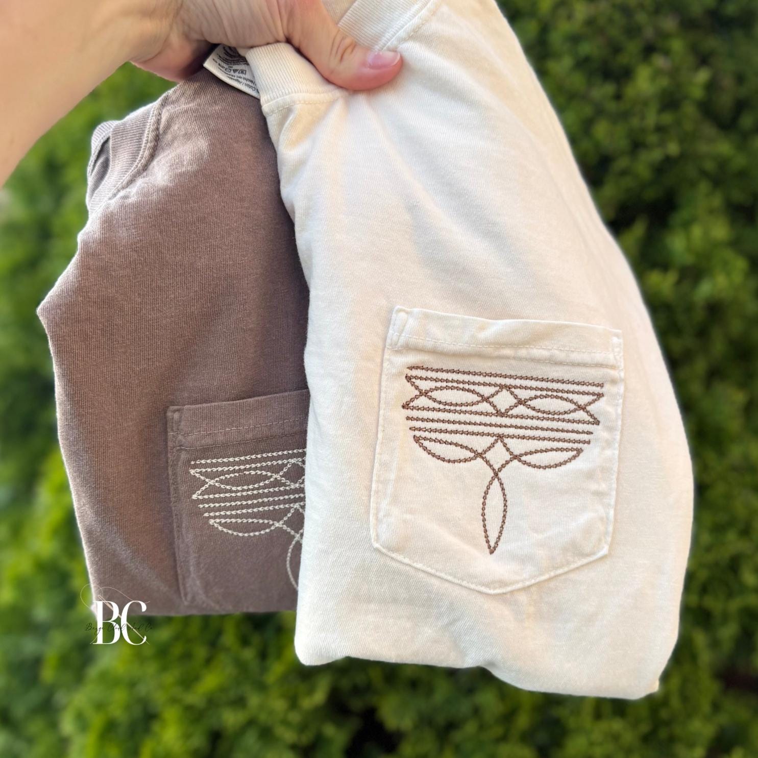 Western Comfort Colors Pocket Embroidered Shirt, Western Boot Stitch Tee, Minimal Western T-Shirt, Country Gift for Her, Cowgirl Top