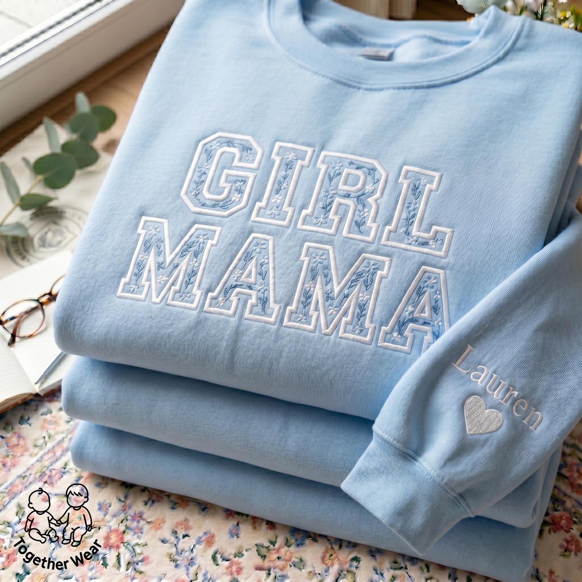 EMBROIDERED Girl Mama Sweatshirt, Floral Mom Of Girls Sweater, Mothers Day Shirt, Mom Crewneck, New Mama Shirt, Birthday Mommy Gift