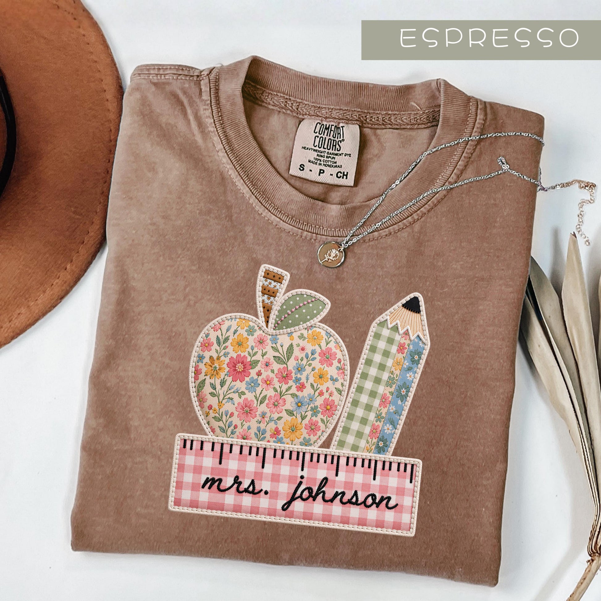 Comfort Colors® Personalized Teacher Name Shirt, Faux Embroidered Teacher Tee, Custom Teacher Gift, Back To School, Teacher Team Shirts