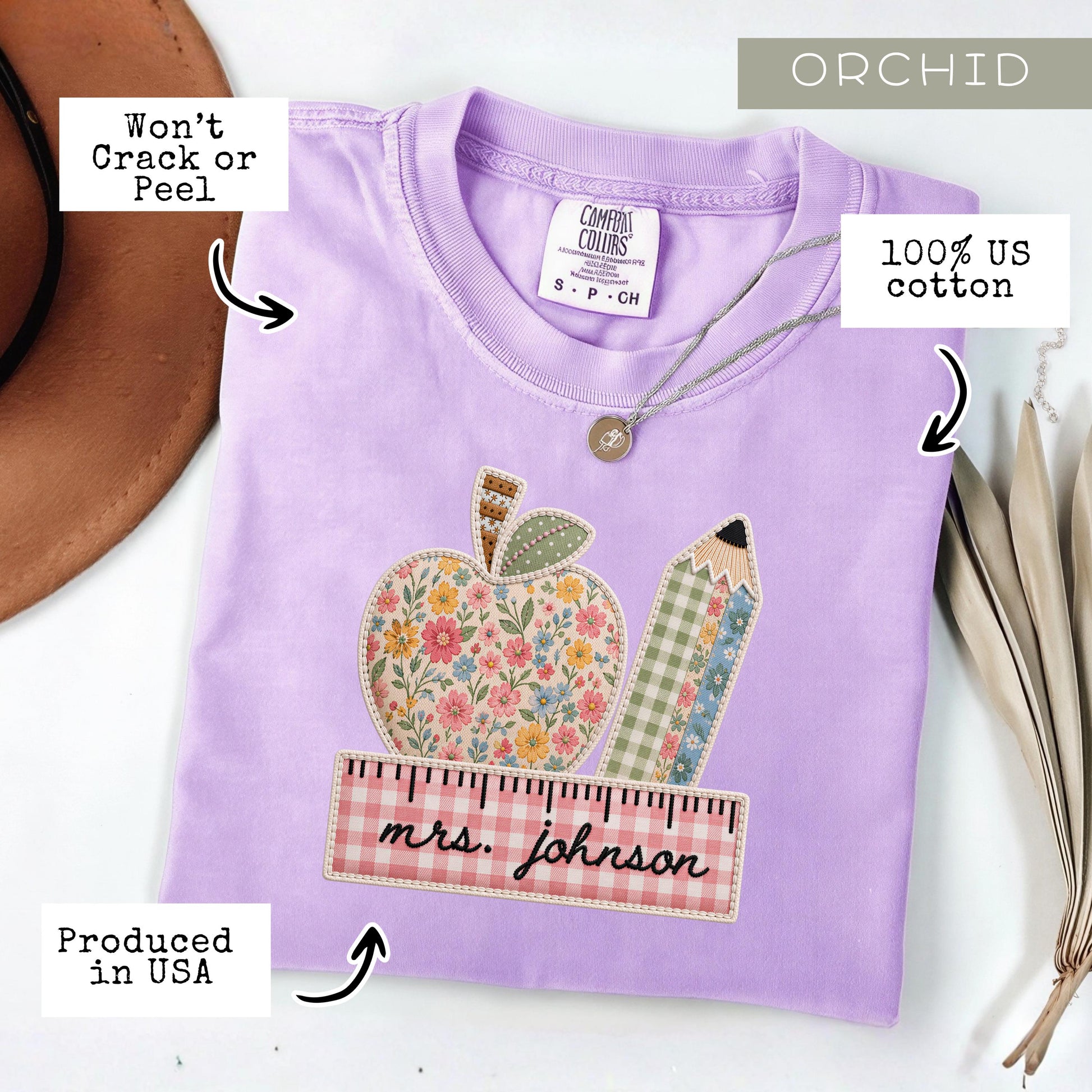 Comfort Colors® Personalized Teacher Name Shirt, Faux Embroidered Teacher Tee, Custom Teacher Gift, Back To School, Teacher Team Shirts