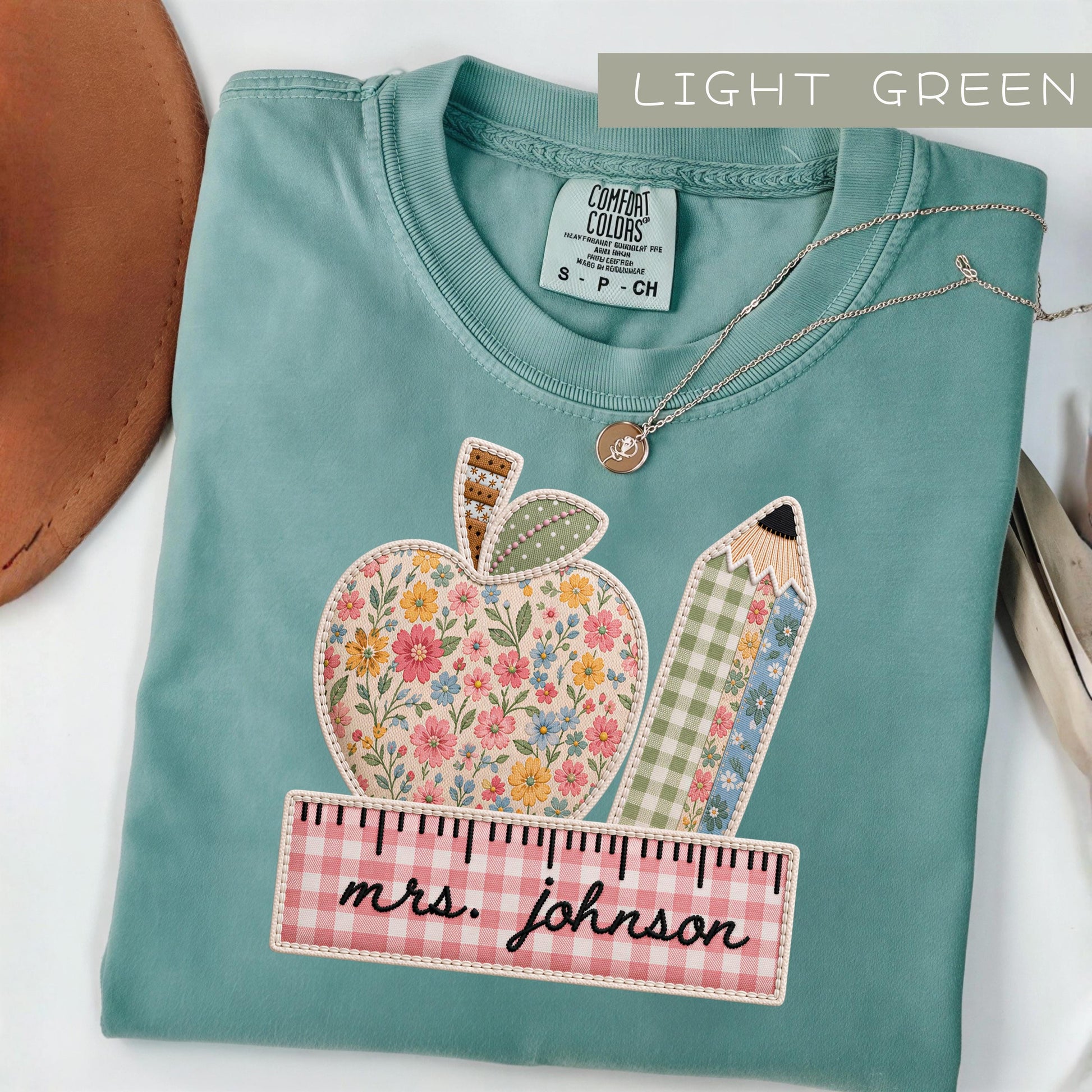 Comfort Colors® Personalized Teacher Name Shirt, Faux Embroidered Teacher Tee, Custom Teacher Gift, Back To School, Teacher Team Shirts