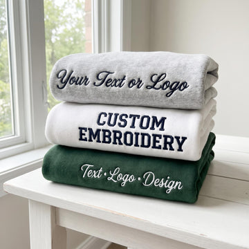 Sweatshirts Embroidery Custom - Personalized Your Text Logo Sweatshirt - Minimalist Anniversary Birthday Wedding Couple Gift