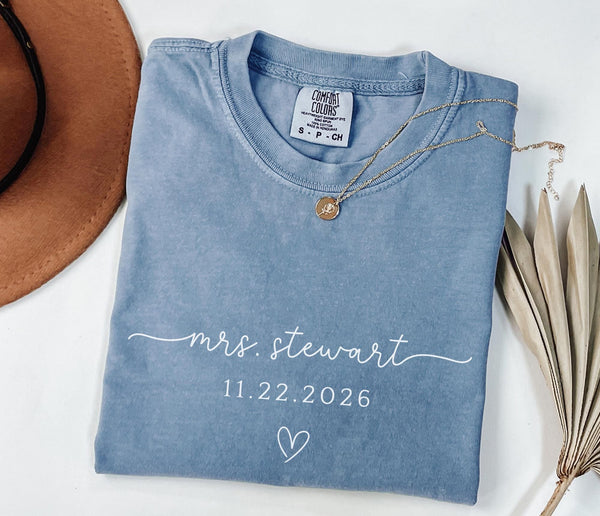 Personalized Future Mrs Shirt Custom Comfort Colors Mrs shirt Engagement Shirt Future Wife Shirt Bride to be Shirt Engaged Shirt Mrs Gift