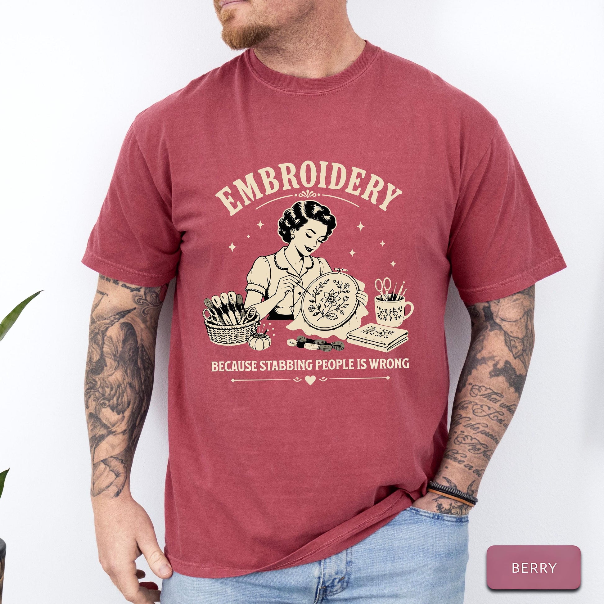 Embroidery Shirt Funny Embroidery Gift for Embroiderer Hand Embroidery Tee Floral Stitch Shirt Needlework Lover Craft Humor Tee