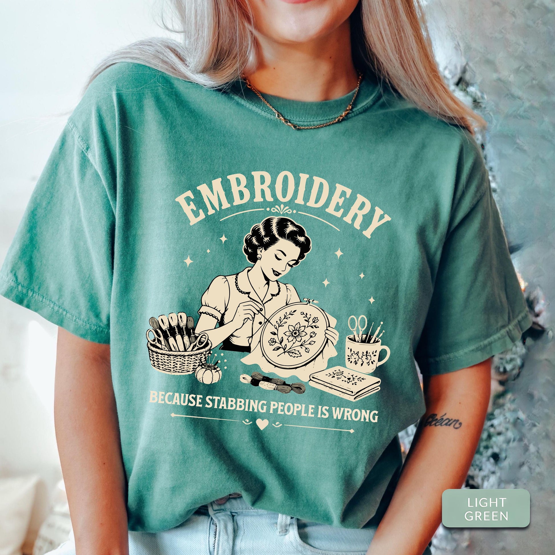 Embroidery Shirt Funny Embroidery Gift for Embroiderer Hand Embroidery Tee Floral Stitch Shirt Needlework Lover Craft Humor Tee