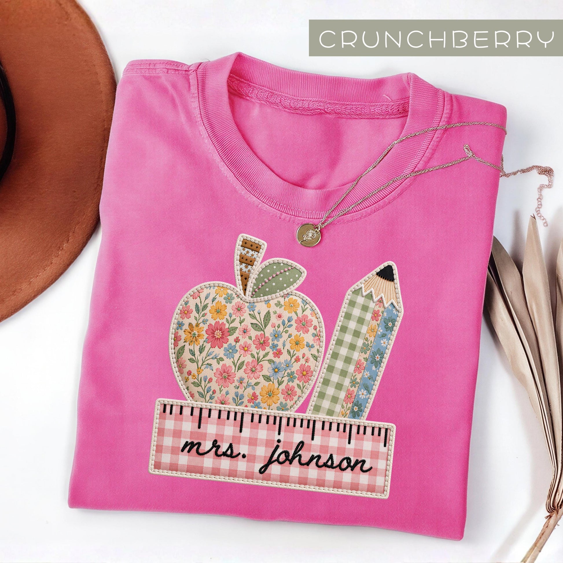 Comfort Colors® Personalized Teacher Name Shirt, Faux Embroidered Teacher Tee, Custom Teacher Gift, Back To School, Teacher Team Shirts