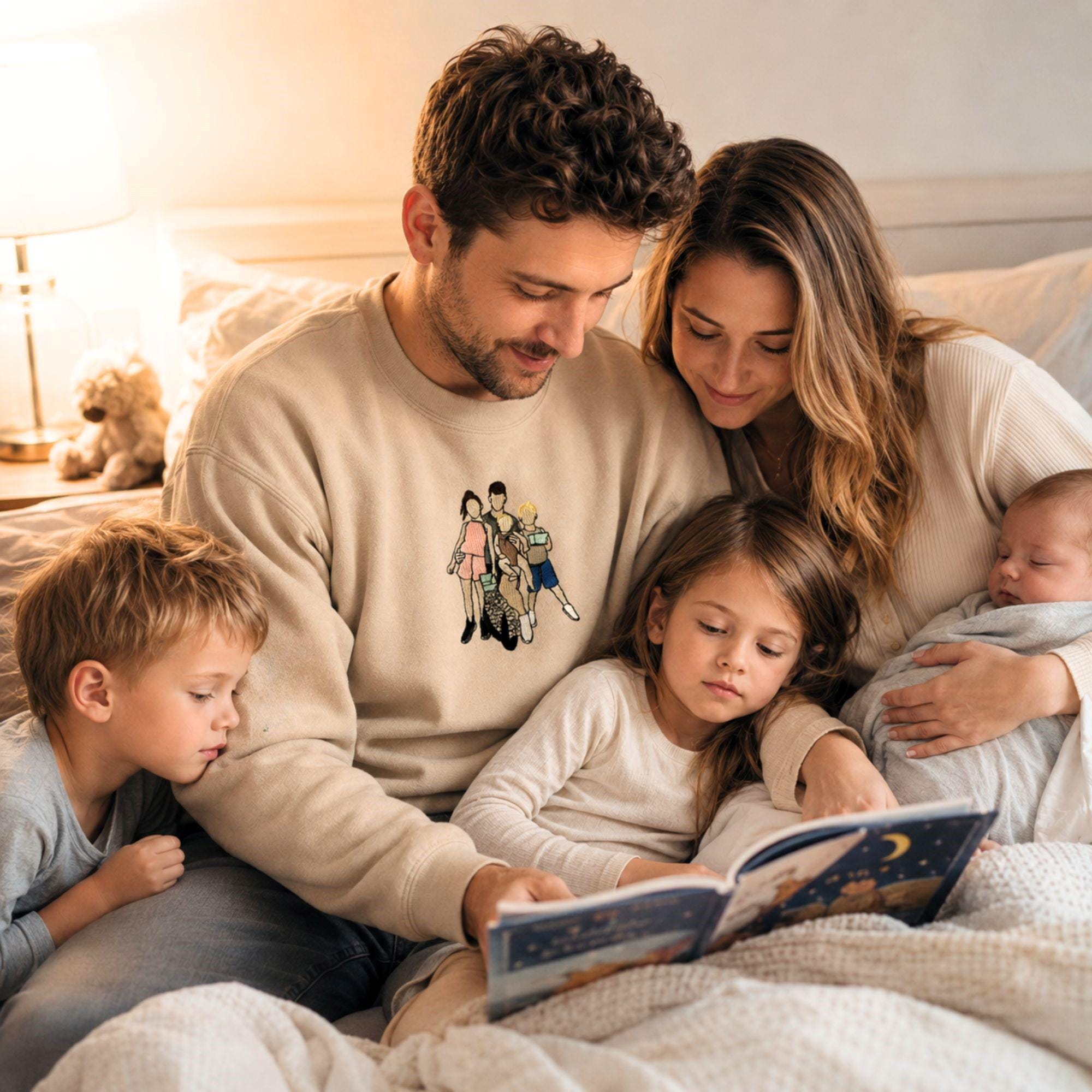 Family Reunion - Custom Embroidered Portrait Sweatshirt From Photo - Personalized Dad Shirt - Family Portrait Shirt - Christmas Gifts