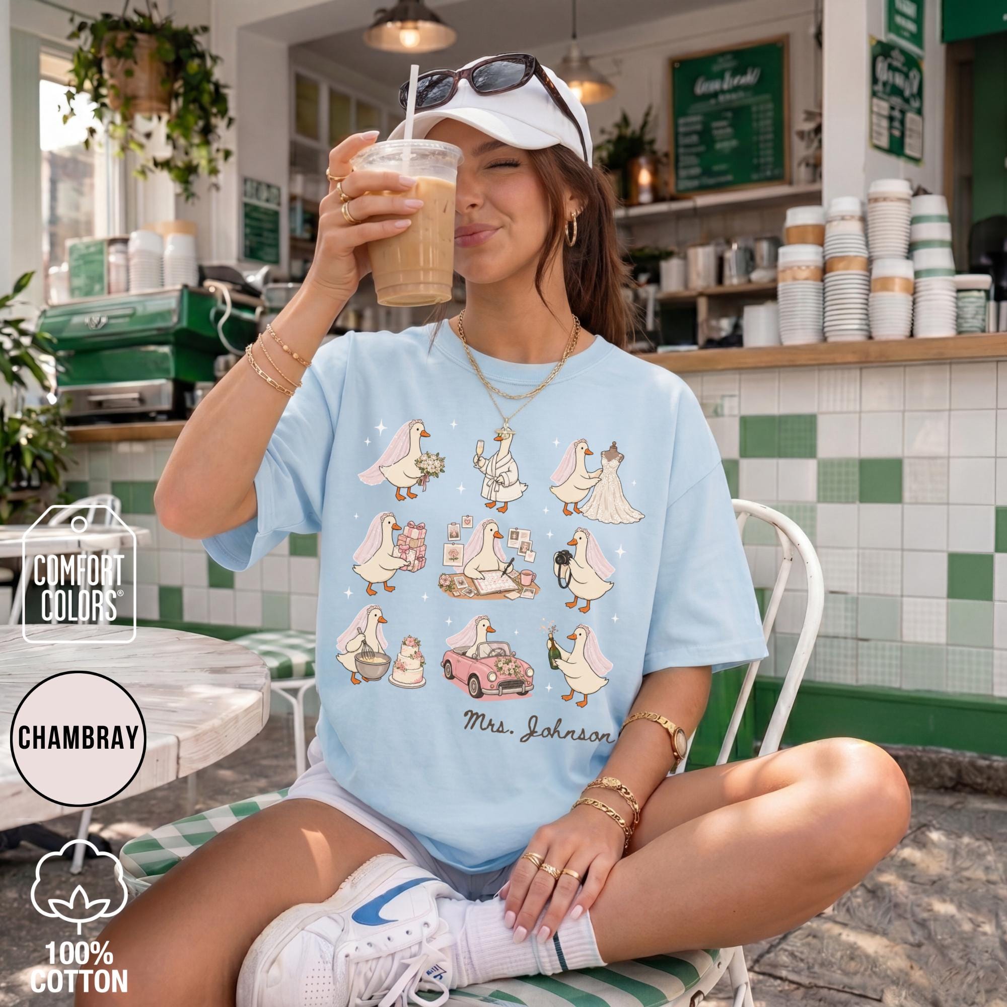 Custom Bride Goose Shirt Comfort Colors Gift for Future Mrs, Wife To Be Tee, Bridal Shower Outfit, Personalized Name Engagement Tshirt