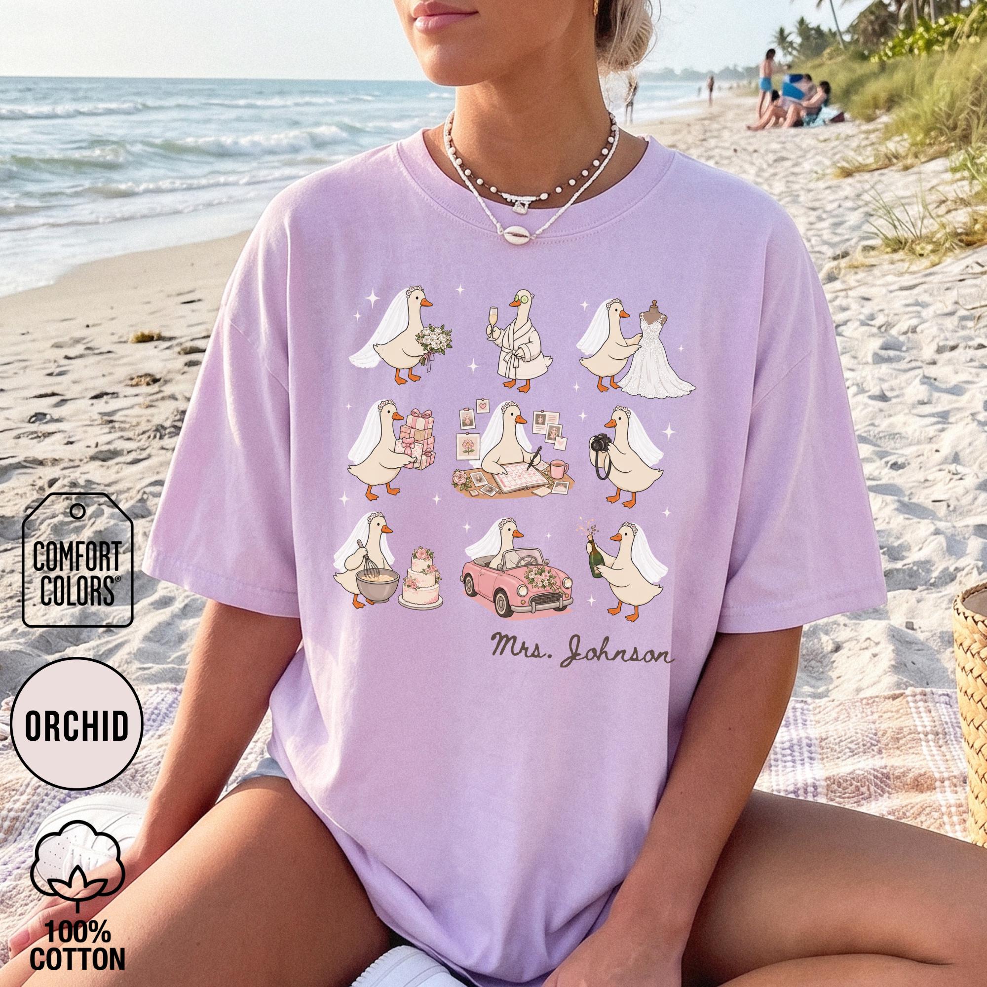 Custom Bride Goose Shirt Comfort Colors Gift for Future Mrs, Wife To Be Tee, Bridal Shower Outfit, Personalized Name Engagement Tshirt