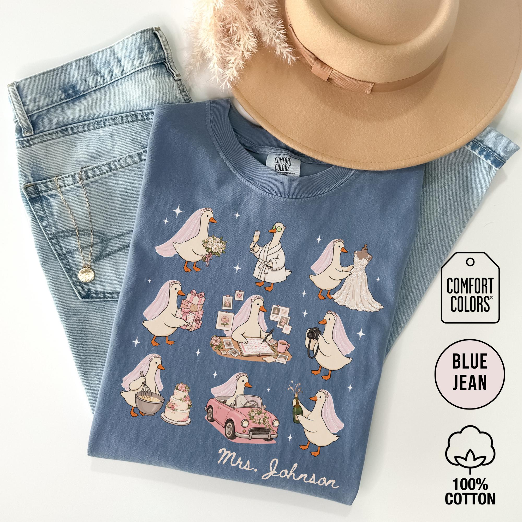 Custom Bride Goose Shirt Comfort Colors Gift for Future Mrs, Wife To Be Tee, Bridal Shower Outfit, Personalized Name Engagement Tshirt