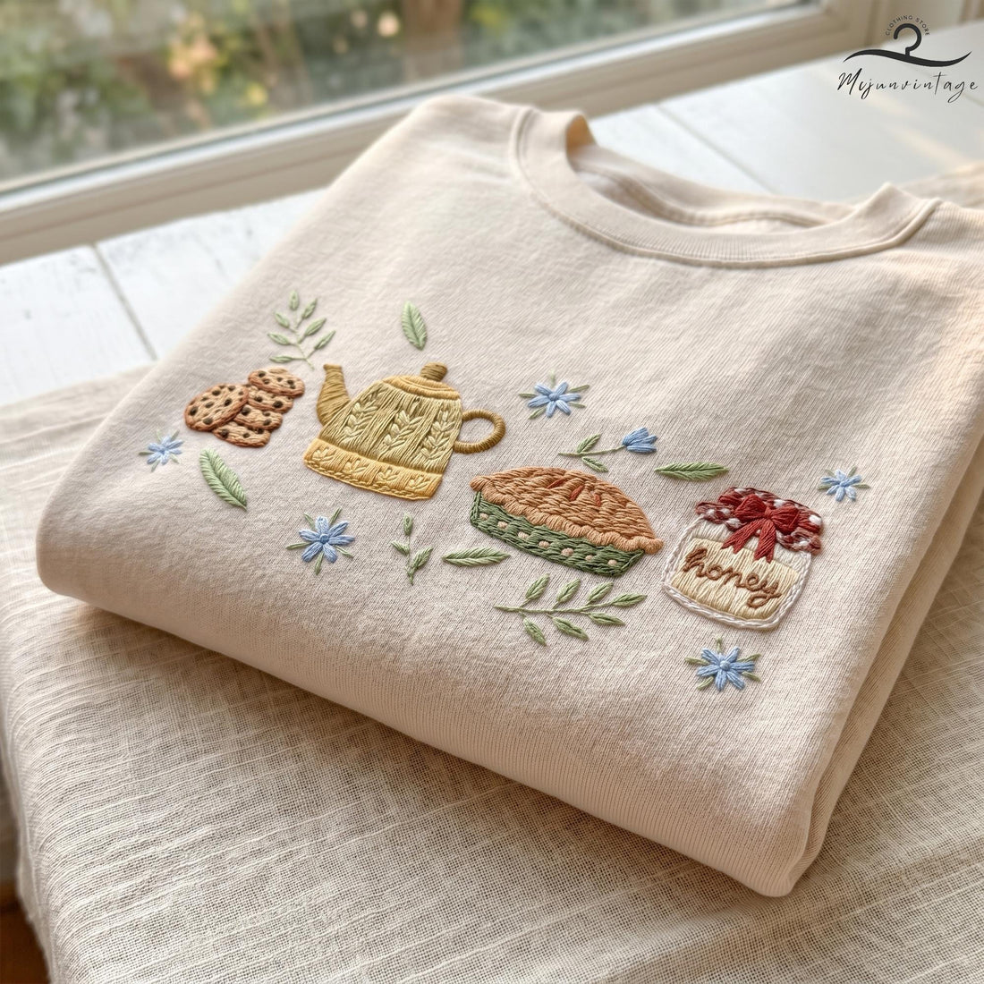 Embroidered Grandma Cottage Core Sweatshirt, Vintage Hen In Nest Shirt, Cottagecore Style Shirt, Vintage Icons Tee, Cake & Tea Shirt
