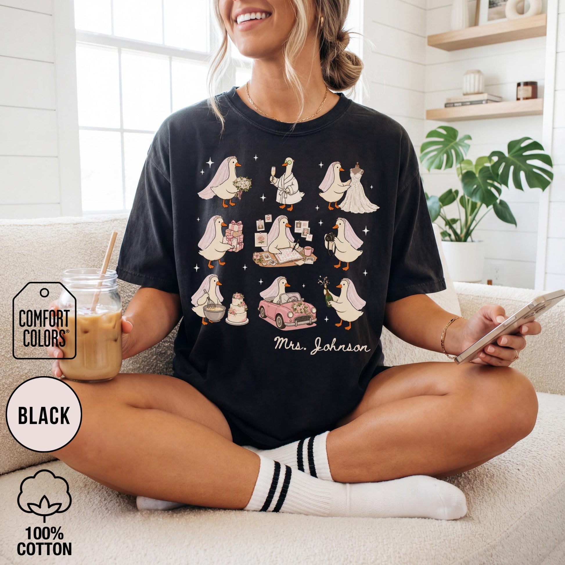 Custom Bride Goose Shirt Comfort Colors Gift for Future Mrs, Wife To Be Tee, Bridal Shower Outfit, Personalized Name Engagement Tshirt