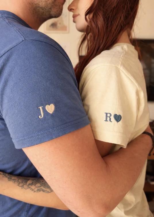 Embroidered Matching Otter Valentines Sweatshirt, Custom Initial Sleeve, Cute Couples Gift, Hoodie for Valentine's Day Celebration,