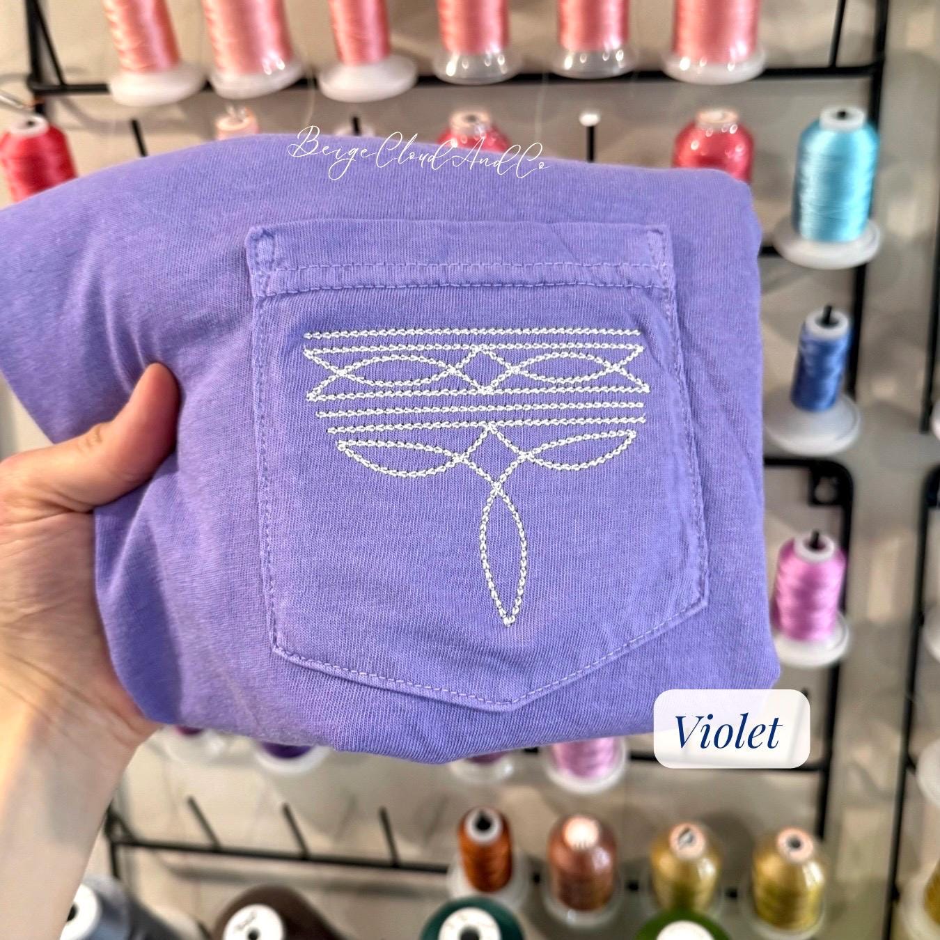 Western Comfort Colors Pocket Embroidered Shirt, Western Boot Stitch Tee, Minimal Western T-Shirt, Country Gift for Her, Cowgirl Top