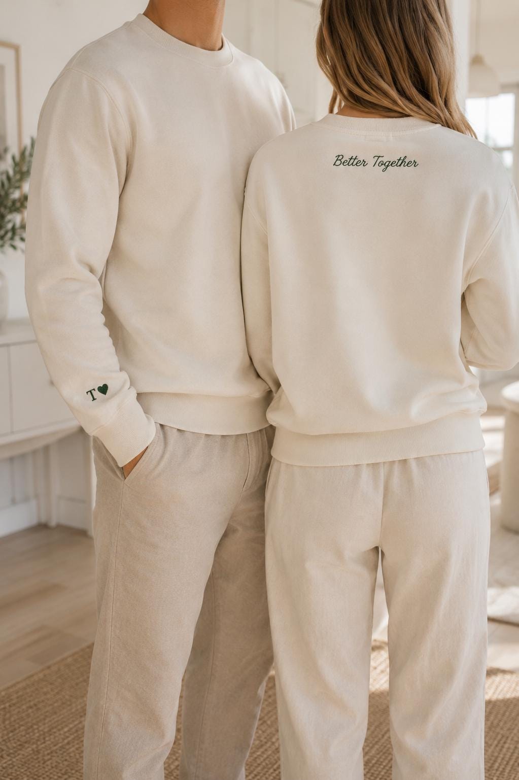 Custom Embroidered Initial Heart sleeve sweater, tshirt, jumper, Personalized Valentines Sweatshirt, Embroidered Couples Outfit