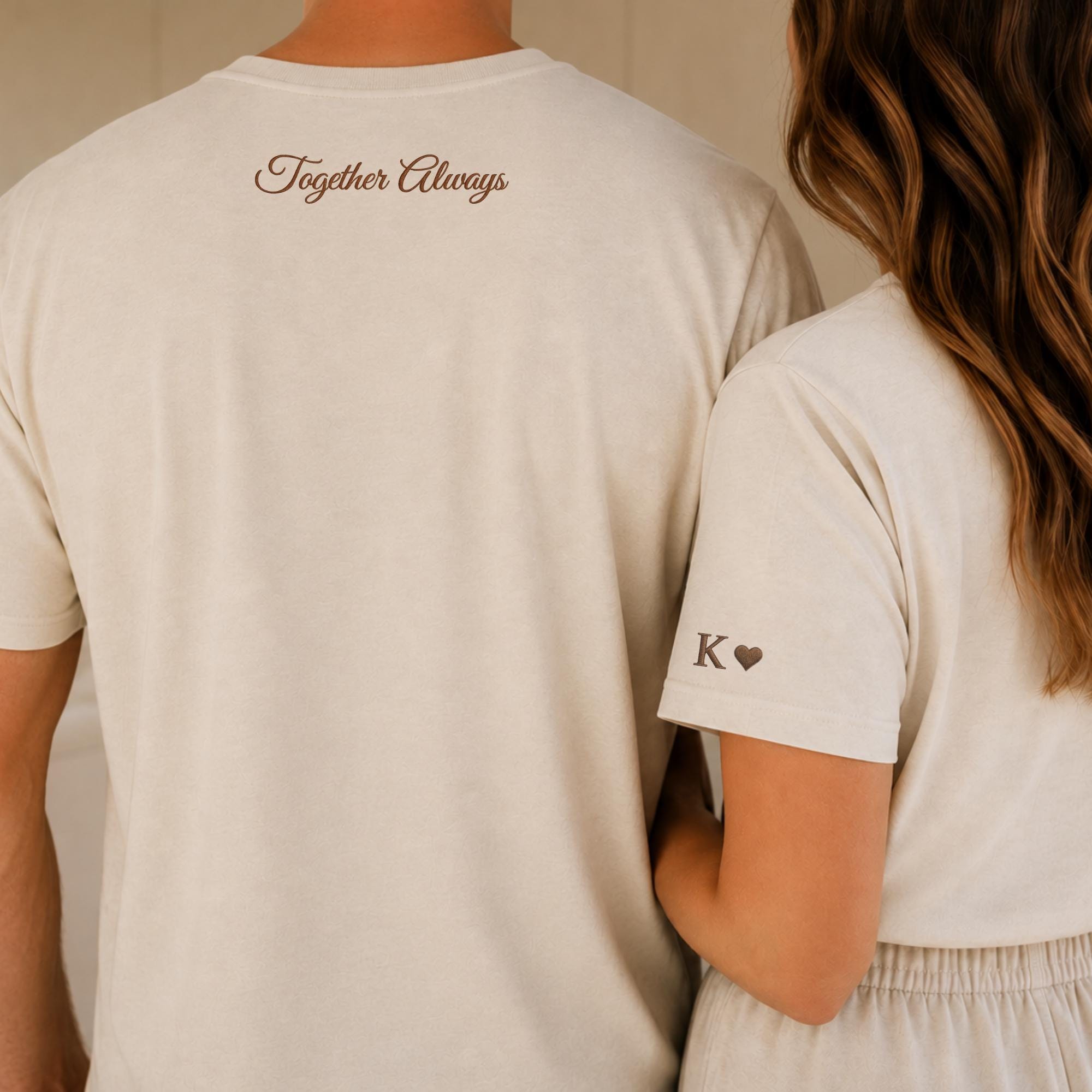 Custom Embroidery Initial Heart sleeve Hoodie, Personalized Valentines Sweatshirt, Embroidered Couples Outfit