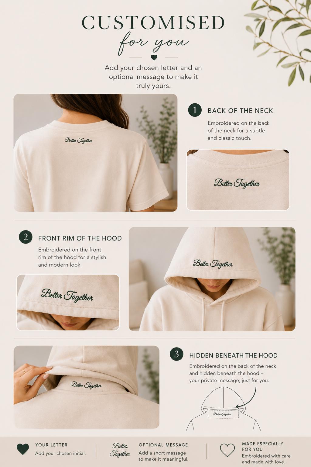 Custom Embroidered Couple Hoodie: Roman Numeral Date, Valentine Gift for boyfriend or girlfriend