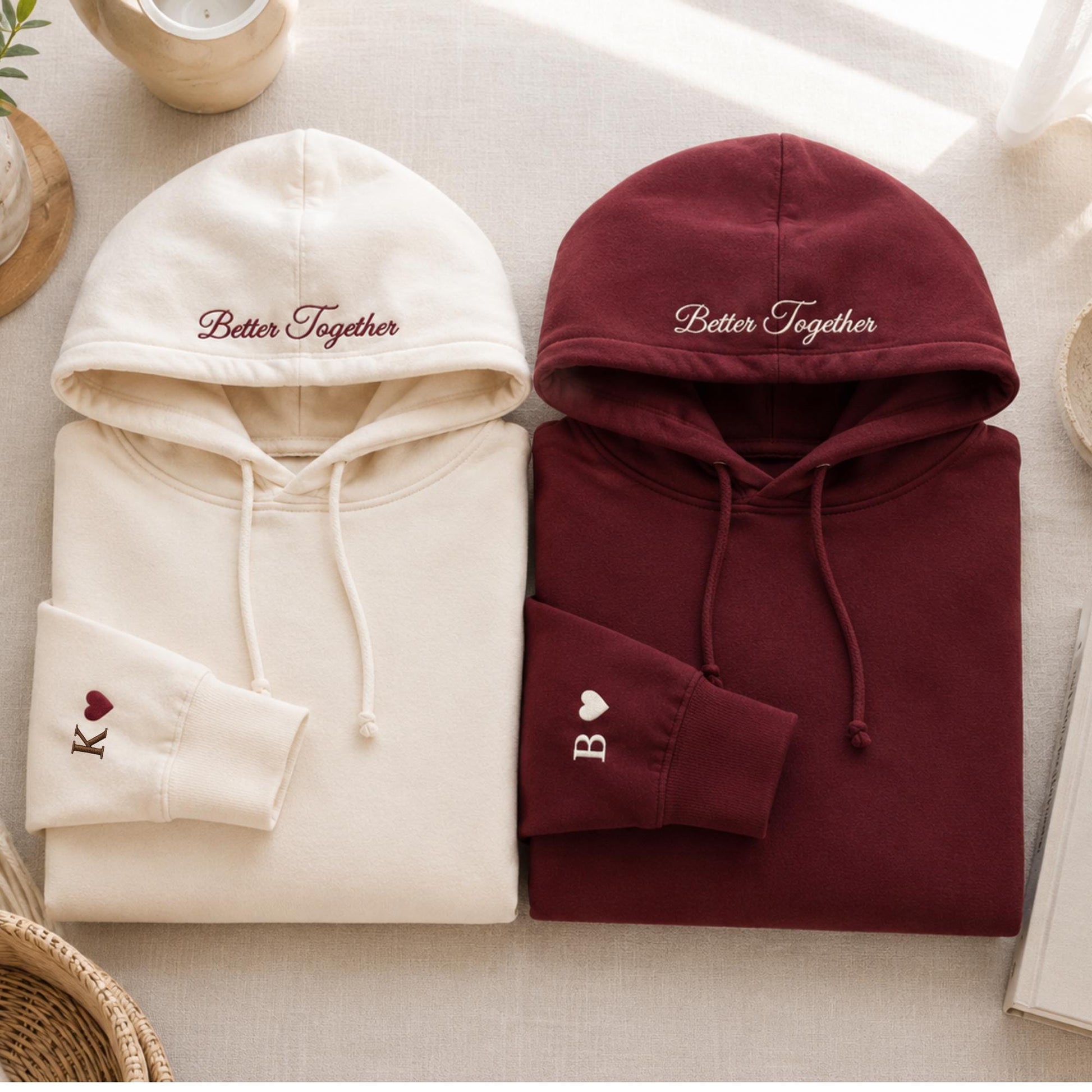 Custom Embroidered Initial Heart sleeve sweater, tshirt, jumper, Personalized Valentines Sweatshirt, Embroidered Couples Outfit