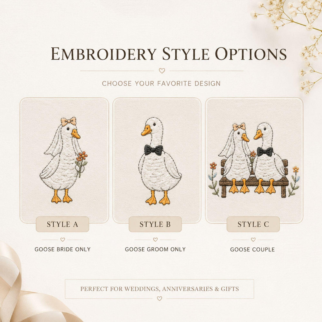 Embroidered Comfort Colors Goose Wedding Shirt, Custom Just Married Tee, Personalized Couple Gift, Anniversary Shirt