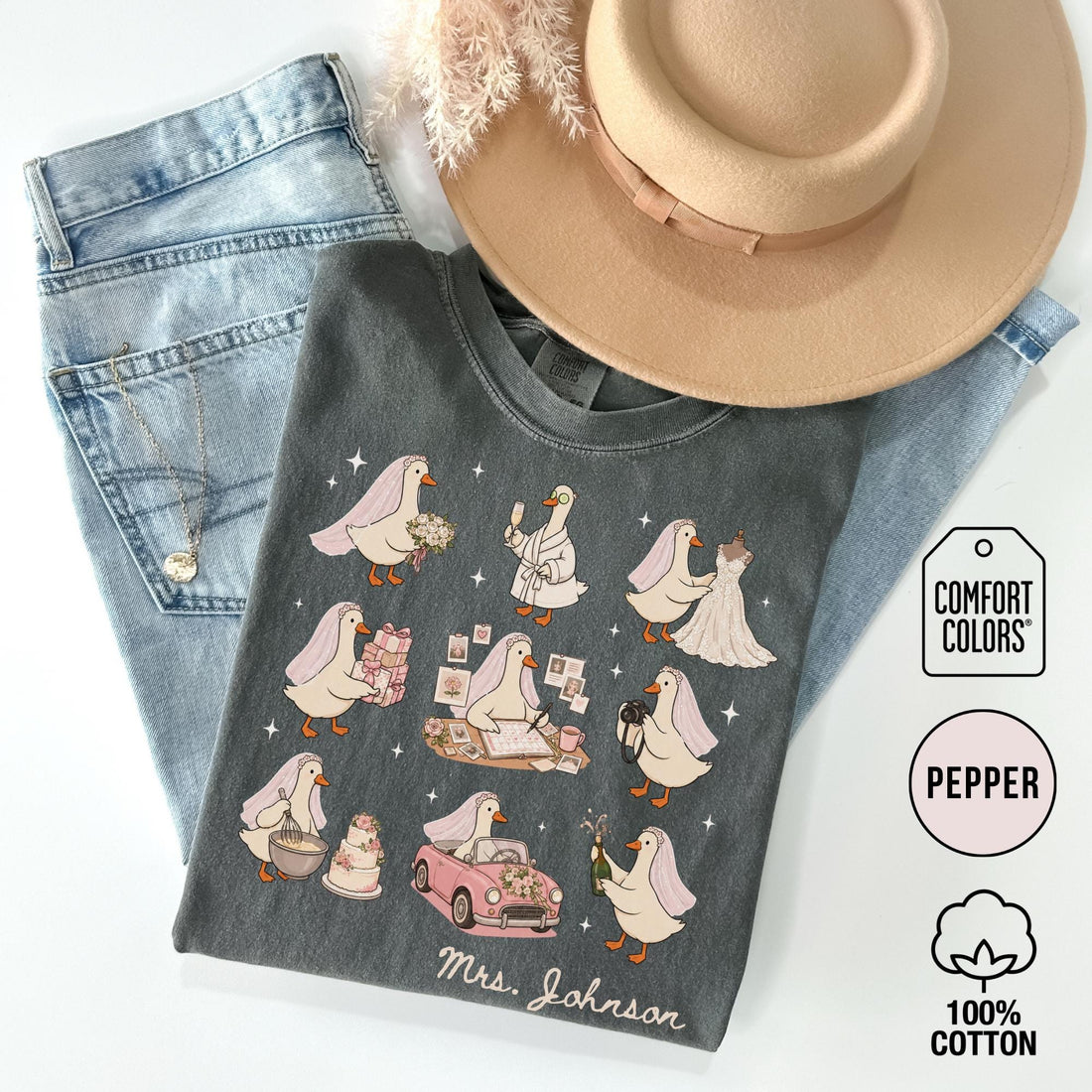 Custom Bride Goose Shirt Comfort Colors Gift for Future Mrs, Wife To Be Tee, Bridal Shower Outfit, Personalized Name Engagement Tshirt