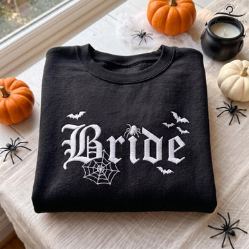 EMBROIDERED Halloween Bride Shirt, Spooky Wedding T-Shirt, Funny Engagement Shirt, Bride To Be Halloween T-Shirt, Witchy Bachelorette Gift