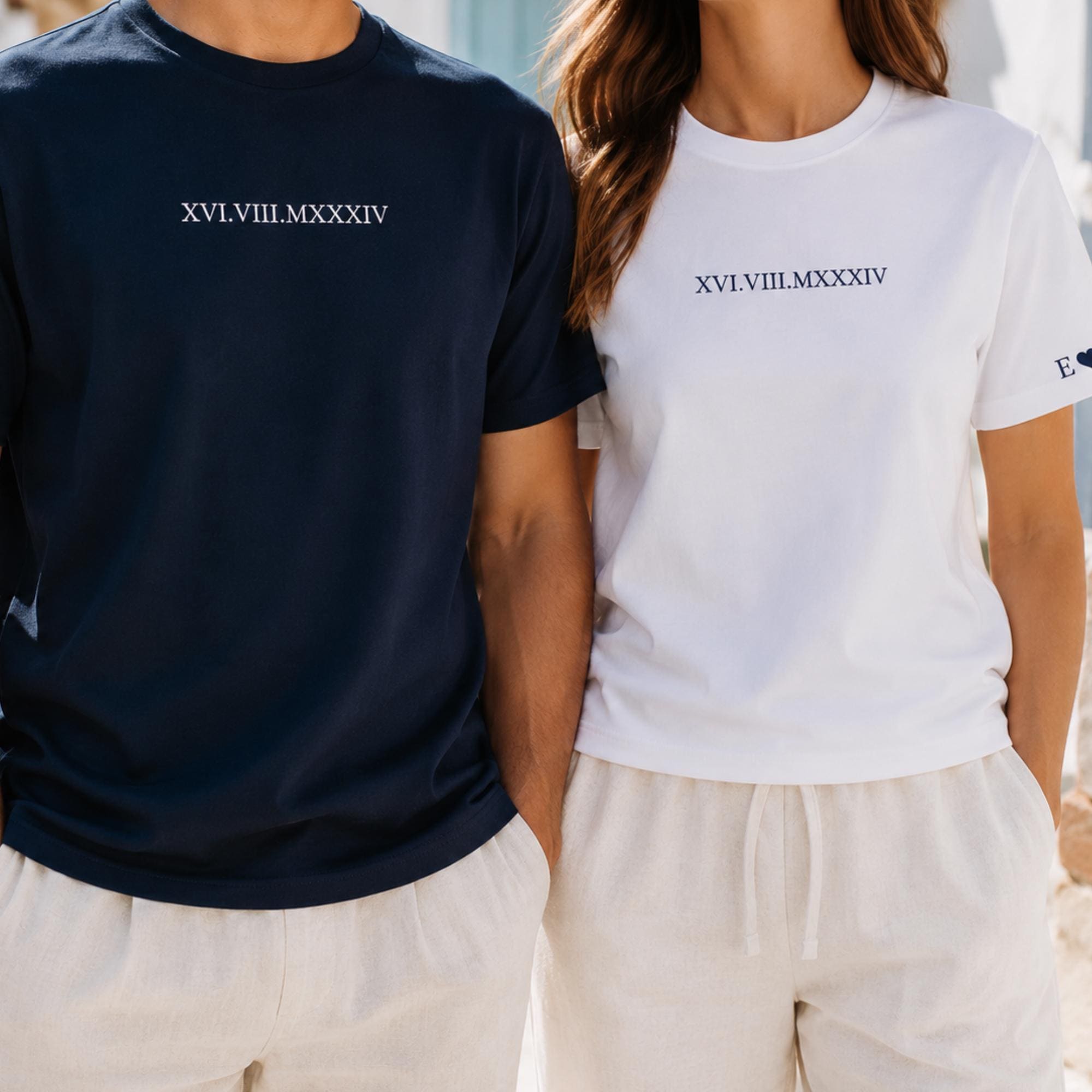 Custom Embroidered Couple Hoodie: Roman Numeral Date, Valentine Gift for boyfriend or girlfriend