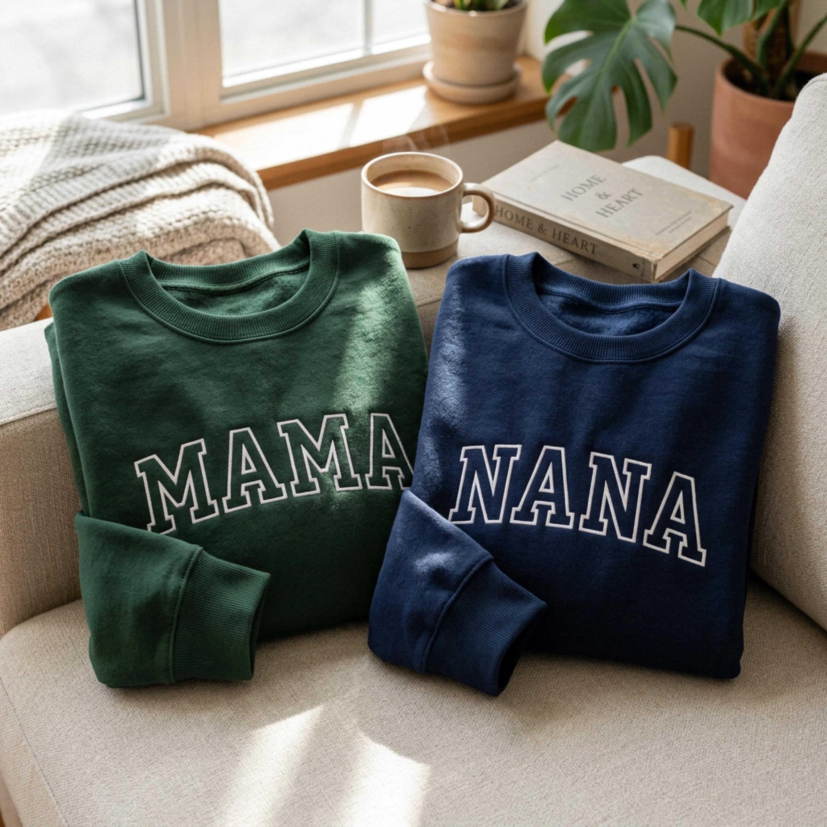 Personalized Grandma Sweatshirt With Grandkids Names – Embroidered Nana Gigi Apparel